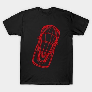 Torch Red C8 Corvette racecar Silhouette Outline Amplify Orange Supercar Sports car Racing car T-Shirt